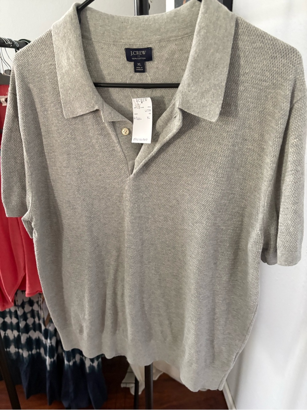 J. Crew Men's Short-Sleeve Knit Polo in Light Taupe